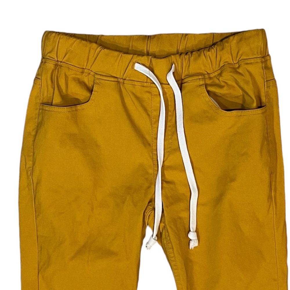 MAO Mustard Yellow Skinny Pants L fall autumn colors pockets elastic drawstring - Picture 7 of 8
